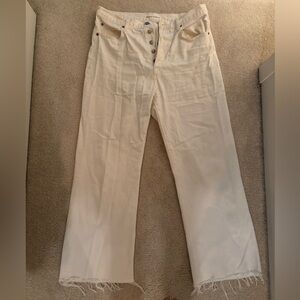 Denim Forum Farrah High Rise Wide Leg white jean, size 31